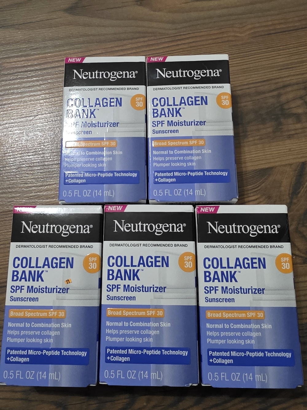 (5) Neutrogena Collagen Bank SPF 30 Moisturizer Boxes - White & Blue